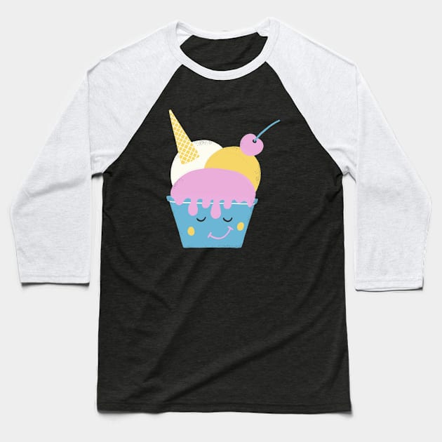 Cute Ice Cream with Cherry Baseball T-Shirt by nataliaoro